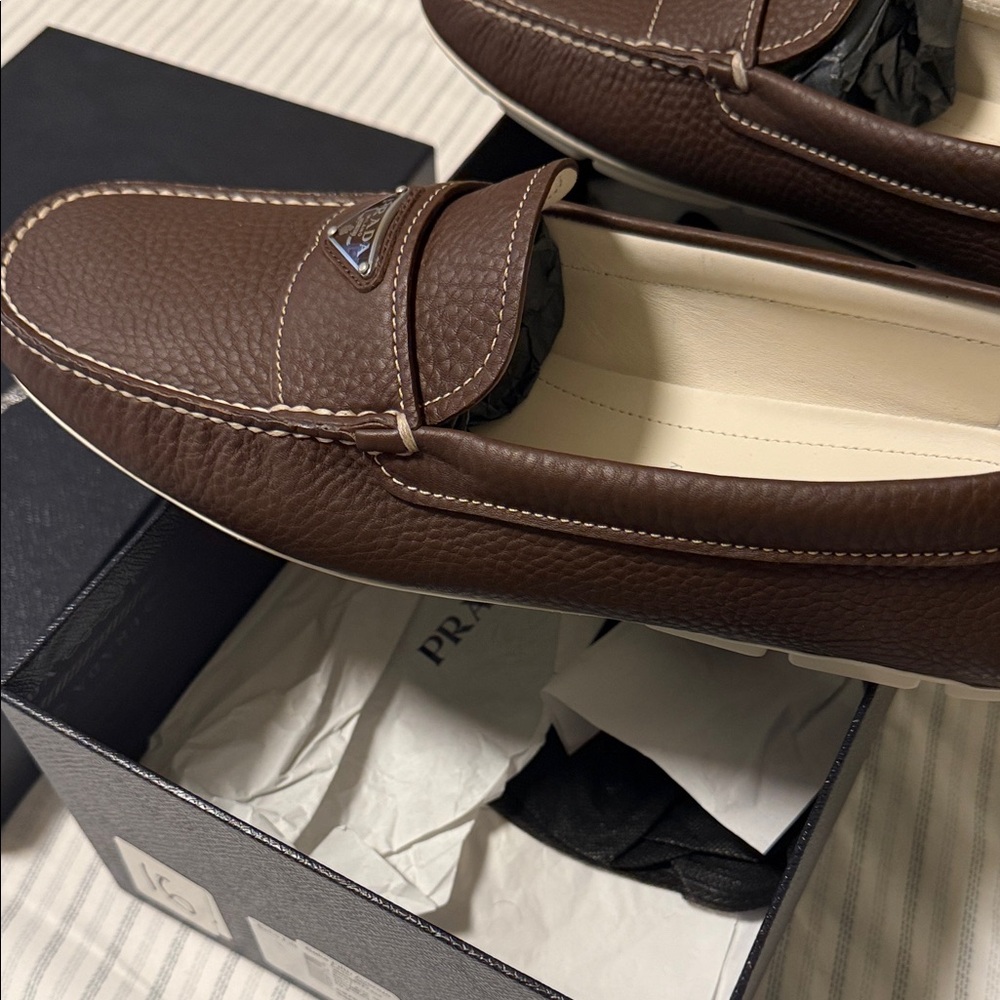 Prada Men's Dark Brown Leather Loafers - Picture 3 of 7